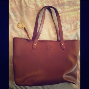 Ralph Lauren Cognac Leather Tote